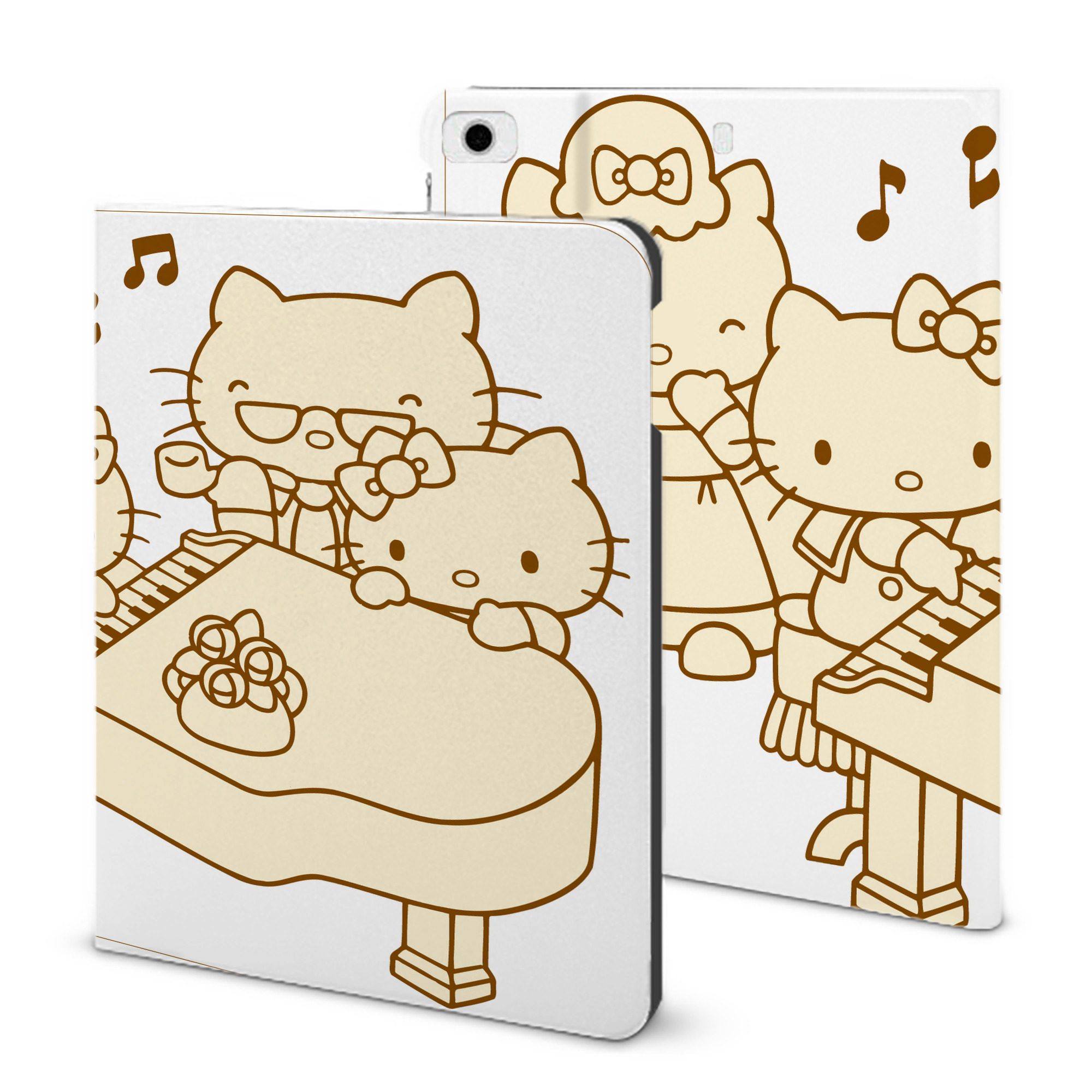 （画像用） Hello Kitty ハローキティ IPad ケース ブック型 PUレザー TPU 耐衝撃 軽量 薄型 ペン収納なし 全面保護 IPad 各モデル対応